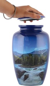 Urna de cremación con diseño de Río hecha a mano para cenizas humanas adultas, urna funeraria y funeraria con bolsa de terciopelo, urna decorativa para cenizas conmemorativas - Product Image 6