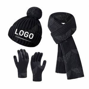 Ensemble bonnet, écharpe et gants en tricot d'hiver avec logo personnalisé, unisexe, chaud, ensemble d'accessoires d'hiver 3 pièces pour hommes et femmes - Product Image 4