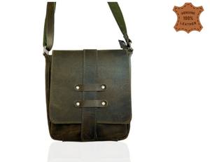 Étui en cuir vert bleu Buffalo Sling Fermeture ouverte Finition de qualité supérieure Logo personnalisé Sac en cuir de buffle complet raffiné Portable - Product Image 1