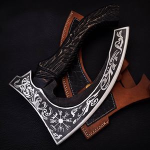 Hacha de acero inoxidable para pizza de grado industrial hecha a mano de fábrica de cubiertos OEM ODM personalizada al por mayor, cortador de hoja, Funda de cuero - Product Image 3