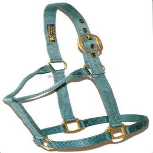 Double Stitched Turquoise Nylon Horse Halter in Many Colors & Custom Sizes with High Finish Brass Buckle & Ring at Factory Price - Product Image 4
