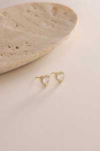 Boucles d'oreilles pendantes en argent sterling 925 plaqué or 14 carats, motif cœur pavé, cadeau pour elle - Product Image 6