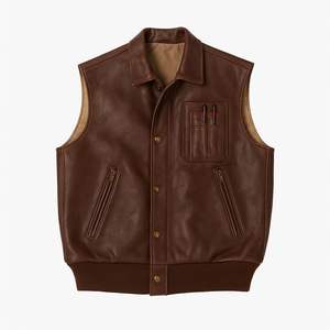 Chaleco de Cuero Genuino Premium para Hombre, Estilo Casual y Motero - Product Image 3