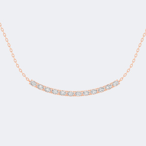 Collar con colgante de barra curva con engaste de diamantes ovalados, joyería con apariencia de diamante, elegante, minimalista, para uso diario, regalo para mujer - Product Image 5