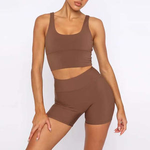 Vente en gros de soutien-gorge et short de sport sans couture pour femmes, ensemble 2 pièces pour l'entraînement au yoga, vêtements de sport avec logo personnalisé OEM/ODM - Product Image 6