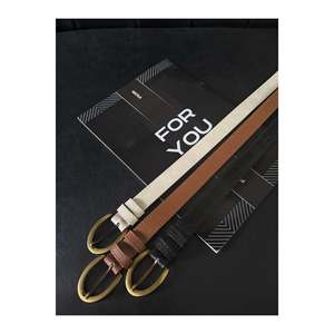 Ceinture pour femme à boucle ovale 3 pièces, ceinture pour pantalon, ceinture pour veste, ceinture pour chemise, ceinture pour robe - Noir-brun-beige - Product Image 3