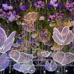 Magnifiques et attrayantes guirlandes de fleurs de souci artificielles avec papillon et lumières pour la décoration de scène lors de mariages indiens - Product Image 3