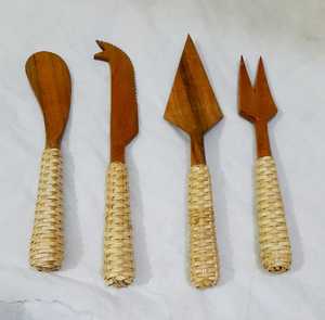 Juego de cuchara y tenedor de madera de buena calidad india, mango de resina blanca para mesa de cocina, pulido de espejo para servir alimentos para obsequios - Product Image 3