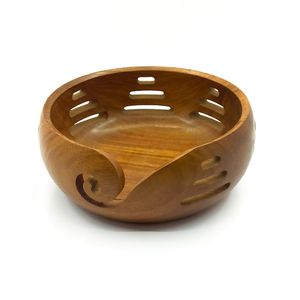 Yarn <b>Storage</b> Bowl with Carved Window Natural Wood <b>Knitting</b> Crochet 7X 3 Inch Antique and Modern - Product Image 4