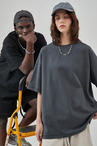 Wholesale Heavyweight Tee Crew Neck <b>Tshirt</b> 385 GSM 100% Cotton Plain Oversized T-shirt for men - Product Image 2