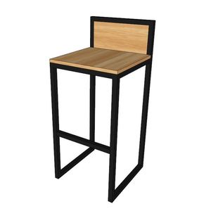 Silla de Bar y Cafetería Minimalista GCFC002, de Altura Única, con Estructura Simple de Madera y Hierro, Diseño Estable - Product Image 1