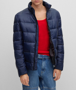 Chaqueta de Plumón con Capucha para Hombre de Alta Calidad, Cuello Alto, Gruesa, Cálida, Color Azul Marino Sólido, Estilo con Cremallera, Ropa de Invierno - Product Image 1
