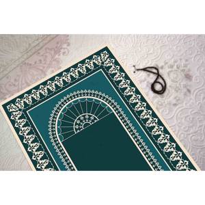 Alfombra de Oración Islámica Azul: Elegante Alfombra para la Iglesia Musulmana, con Pelo Suave - Product Image 5