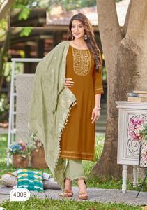 Reyon ทอผ้าด้วยการพิมพ์ kurti ด้วยงานปักและงานฝีมือและดิบัตต้ามัสลิน Jacquard - Product Image 2