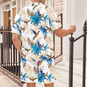 Men's Custom Print <b>Hawaiian</b> Shirt <b>Shorts</b> Set Breathable High Street Style Solid Pattern Summer Beach Casual Outfit Plus Size - Product Image 4