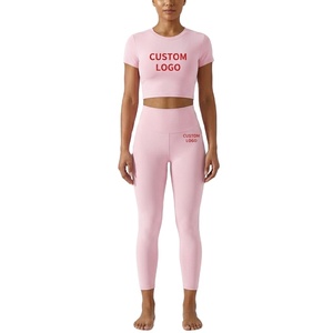 Ensemble 2 pièces de leggings de yoga taille haute pour femmes, style streetwear et activewear, respirant et à séchage rapide, idéal pour l'entraînement, la gym et le fitness. - Product Image 1