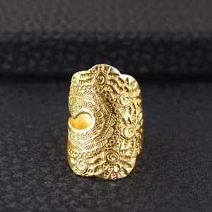 New Product Boho Tribal Pattern <b>Ring</b> Ethnic Brass <b>Rings</b> for Women 18k Gold Plated Chunky <b>Statement</b> <b>Ring</b> for Wholesale/OEM/ODM - Product Image 5