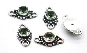 Prem Bhaya plata antigua 18K chapado en oro verde amatista piedra preciosa doble bucle conector 20X11mm NC45 caja joyería hacer hallazgos - Product Image 3