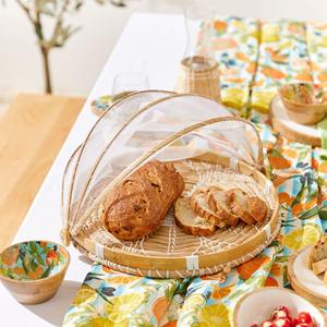 Couvercle alimentaire en jonc de mer naturel anti-poussière grand moyen petit plateau avec filet pliant du Vietnam - Product Image 4