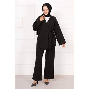 Ensemble de 2 pièces à lacets latéraux avec poches noires pour femmes - Product Image 3