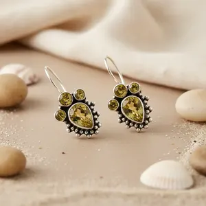 Pendientes de Plata 925 con Citrino en Forma de Gota para Mujer - Product Image 3