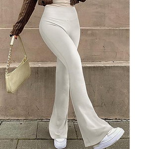 Pantalones de Yoga de Cintura Alta y Corte Acampanado para Mujer |   Leggings Deportivos Elásticos Acanalados con Bolsillo, Leggings de Gimnasio de Cintura Alta con Bolsillo para Teléfono - Product Image 4
