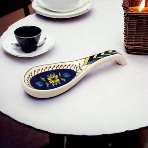 Repose-cuillères en céramique bleue peinte à la main pour vaisselle de cuisine Lot de 1 - Product Image 2