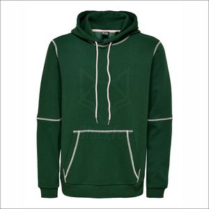 <b>Men's</b> Green Hooded Fleece Sweatshirt Regular Fit Casual Solid Color Pocket Design Breathable Knitted <b>Pullover</b> Autumn Wear - Product Image 2