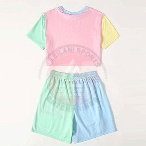 Ensemble short et crop top en coton personnalisé, décontracté, uni, pour l'extérieur, respirant, écologique et confortable, printemps/été - Product Image 2