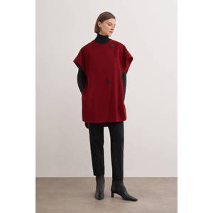 Women's Plus Size Hooded Woolen <b>Vest</b> Coat with Embroidery - Product Image 1
