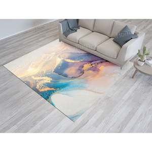 Geometric <b>Printed</b> Rug: Soft Tones, Luxury, Custom, <b>Nursery</b>, Living Room,Luxury Velvet Rug - Product Image 1