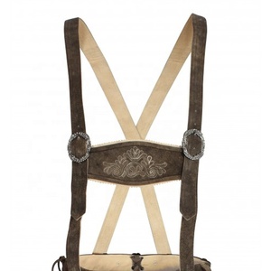 Lederhosen bavaroises authentiques pour hommes, marron, longues, effet vieilli, avec braguette boutonnée, haute qualité, Kneibund, été - Product Image 5