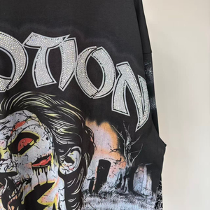 เสื้อยืดแขนยาวทรงหลวมลายกราฟฟิตีพิมพ์ลายเพชรสไตล์อเมริกันเรโทรแบบใหม่ปี 2026 - Product Image 5