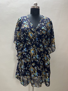 Vestido Formal de Verano para Mujer, Estilo Oficina, Cuello en V, Manga de Mariposa, Transpirable, Ecológico, Georgette, Midi, para Trabajo - Product Image 3