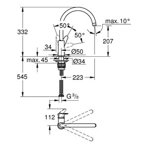 Grifo de Cocina Monomando Grohe START CURVE Cromado Starlight 31554001 - Product Image 2