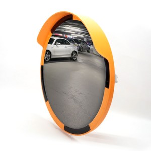 80cm Yellow-Black Traffic Safety Mirror <b>Set</b> with <b>PC</b> Material and 2m Galvanized Flange Pole - Product Image 3