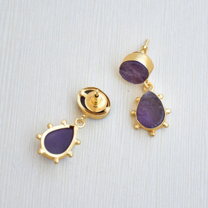 Boucles d'oreilles pendantes en laiton en gros, fabriquées à la main, semi-précieuses, plaquées or, style tendance, haute qualité - Product Image 4