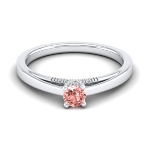 Bague REYES de luxe en or massif 14 carats avec pierre précieuse morganite ronde taille brillant 0,25 carat pour femmes, certifiée GRA, bijoux en moissanite - Product Image 1