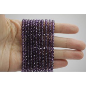 Chaîne de perles rondes facettées en améthyste naturelle - Product Image 3