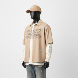 T-shirt 100% coton pour homme, coupe ample, imprimé, double couche, manches longues, style personnalisé, nouveau modèle, t-shirt à double manche. - Product Image 4