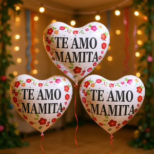 Globos de Corazón Te Amo Mamita de 25 cm, 3 Piezas, Decoraciones para Fiestas - Product Image 3