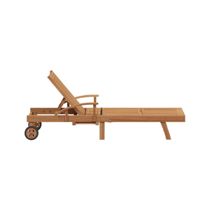 Adjustable Modern Teak <b>Sun</b> <b>Lounger</b> Chair with Side Arms and Wheels for Easy Poolside Positioning for Courtyard & Villa Use - Product Image 5