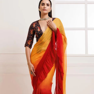 ผ้าส่าหรีแบบเต็มดีไซน์ใหม่เสื้อพิมพ์ลาย Georgette - Product Image 1