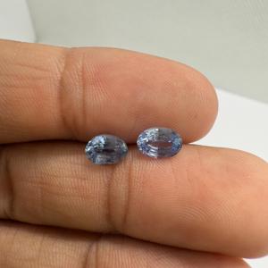 Paire de pierres précieuses en vrac de taille ovale en saphir bleu naturel chauffées par un fournisseur vérifié au prix le plus bas du Sri Lanka - Product Image 1