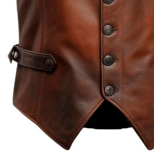 Chaleco de cuero de aspecto único y clásico, ropa informal para exteriores, Chaleco de cuero transpirable de estilo personalizado de alta calidad para hombres - Product Image 5