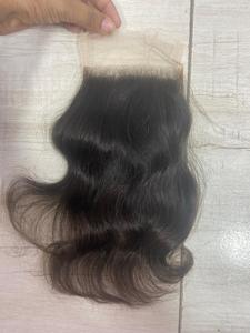 4/4 fermeture 10 pouces vague Remy Extensions de cheveux humains belle sud indien cheveux indiens bruts courte longueur suisse dentelle perruques Bundle - Product Image 3