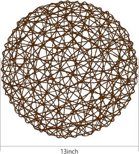 Antique-Style Natural Non-Slip Heat Resistant Round Placemat Paper Braided Indoor Outdoor Dining <b>Table</b> <b>Mats</b> & Pads Classic Style - Product Image 5