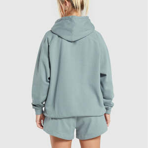 Vêtements de rue en gros, taille plus, couleur unie, ensembles de sweats à capuche et shorts pour femmes, nouveau design 2024, confortable - Product Image 6