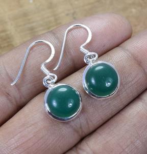 Gran oferta de pendientes Jaipur, joyería de piedras preciosas de ónix verde, pendientes de plata de ley sólida 925 para mujeres y niñas, Pendientes colgantes de plata - Product Image 5