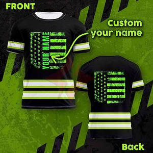 Camiseta de Seguridad Impermeable de Alta Visibilidad, Reflectante, ANSI Clase 1, con Logotipo Personalizado, Impresión por Sublimación Patriótica, para Obras de Construcción - Product Image 2